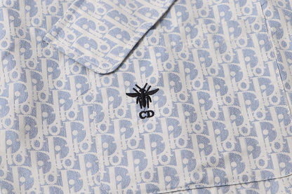 251021 new high-quality monogram full print blue and white down jacket