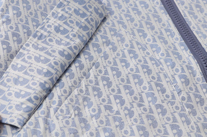 251021 new high-quality monogram full print blue and white down jacket
