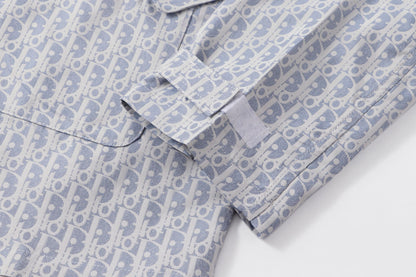 251021 new high-quality monogram full print blue and white down jacket