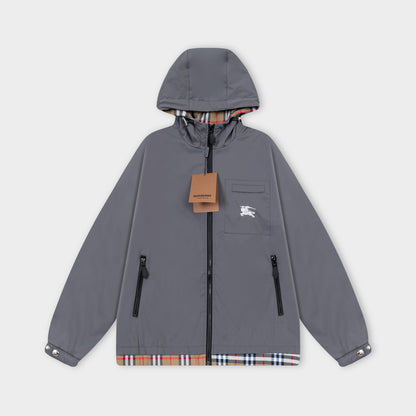 251021 New high-quality classic checkered patchwork hooded jacket