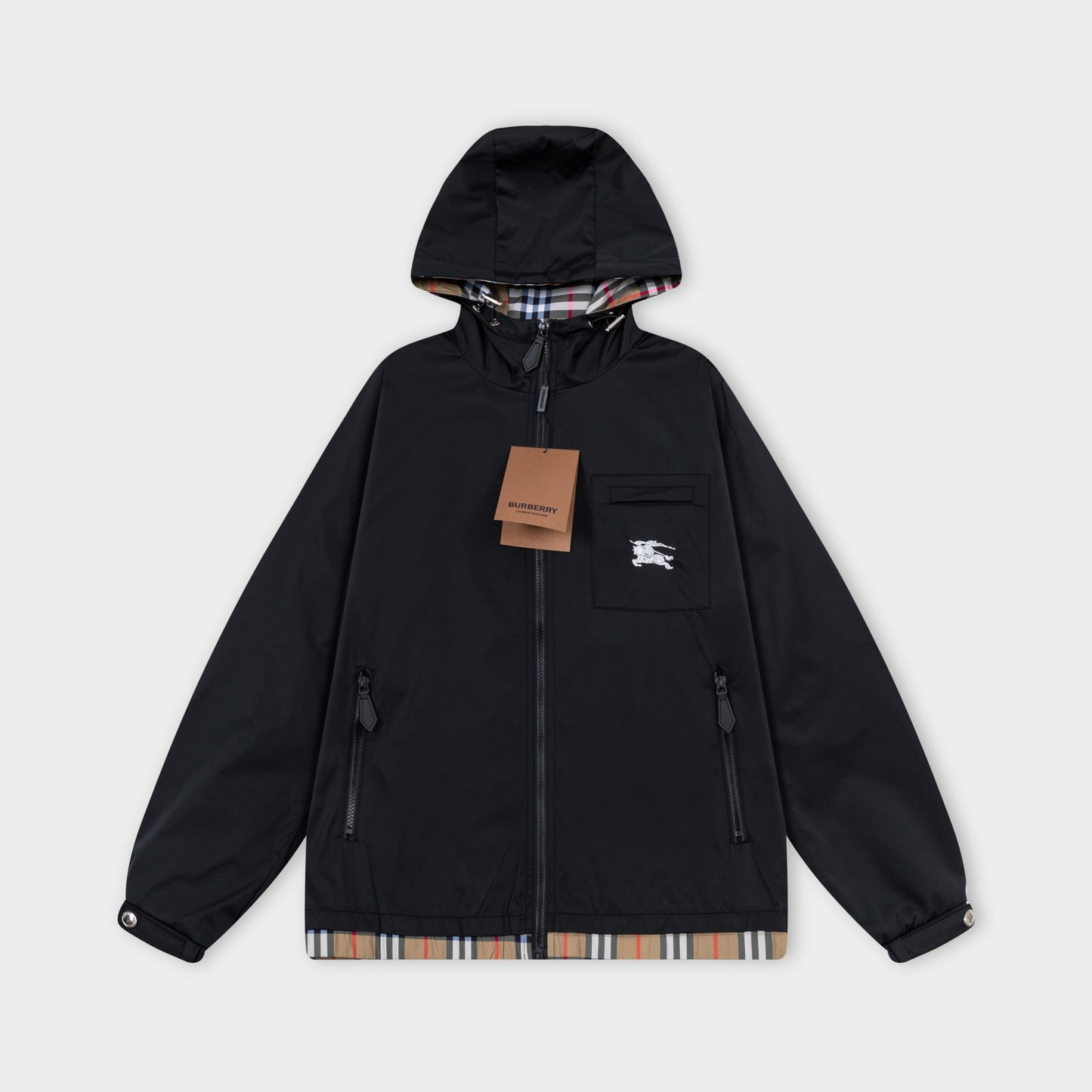 251021 New high-quality classic checkered patchwork hooded jacket