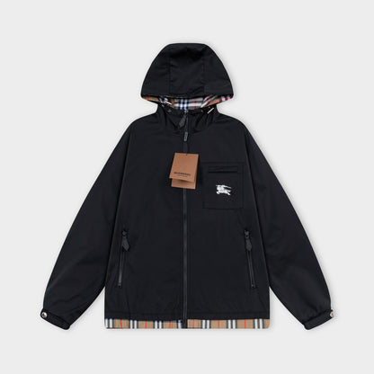 251021 New high-quality classic checkered patchwork hooded jacket