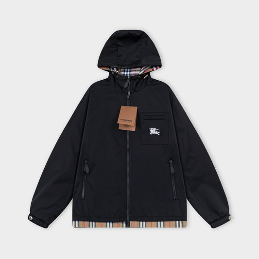 251021 New high-quality classic checkered patchwork hooded jacket