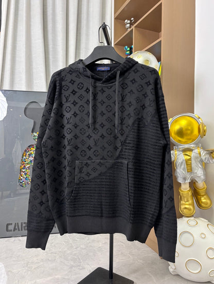 251021 New high-quality heavy-duty jacquard pure wool knitted hoodie