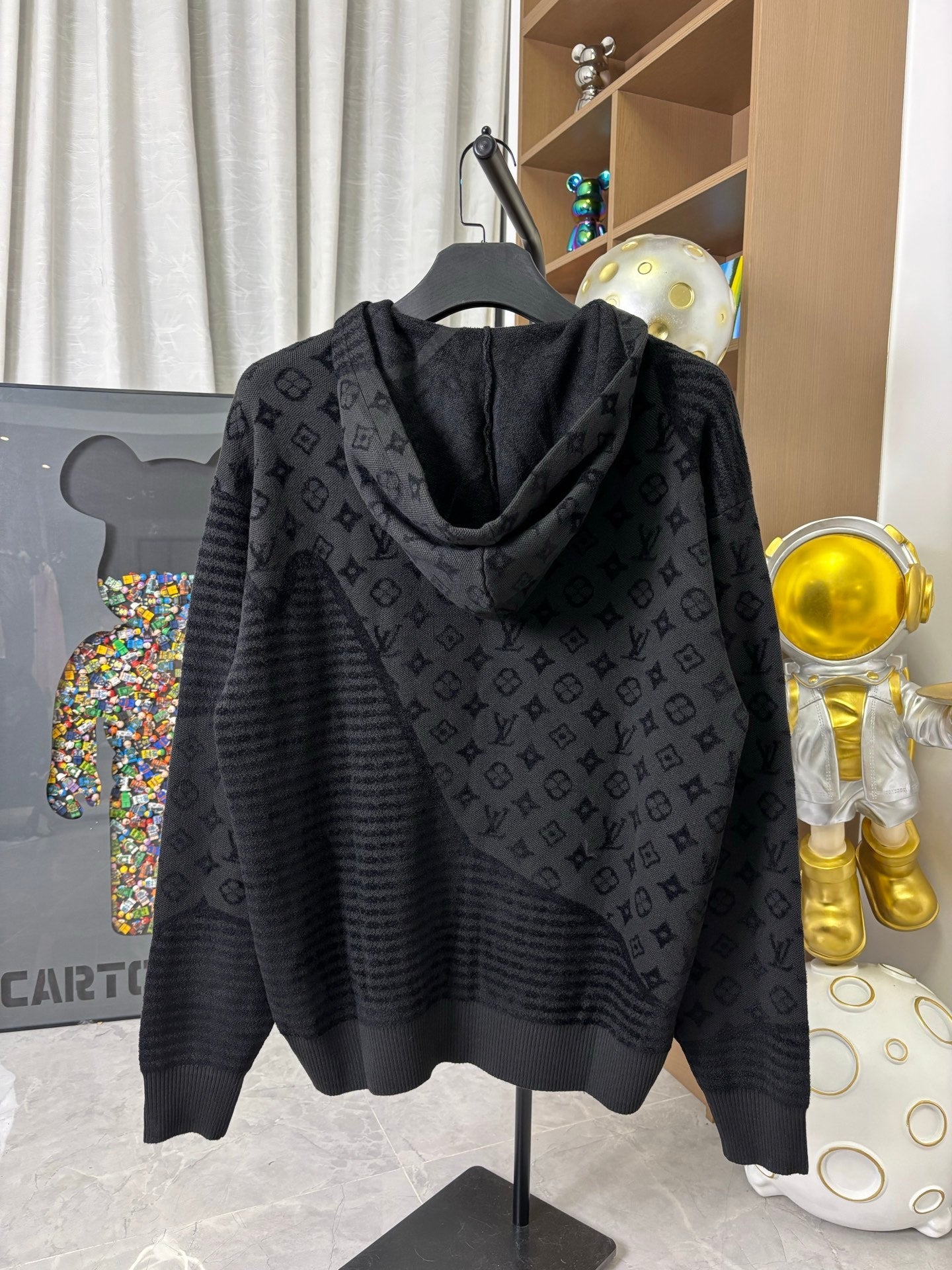 251021 New high-quality heavy-duty jacquard pure wool knitted hoodie