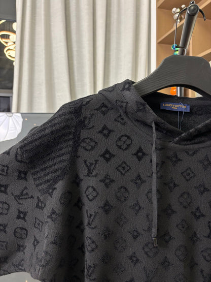 251021 New high-quality heavy-duty jacquard pure wool knitted hoodie
