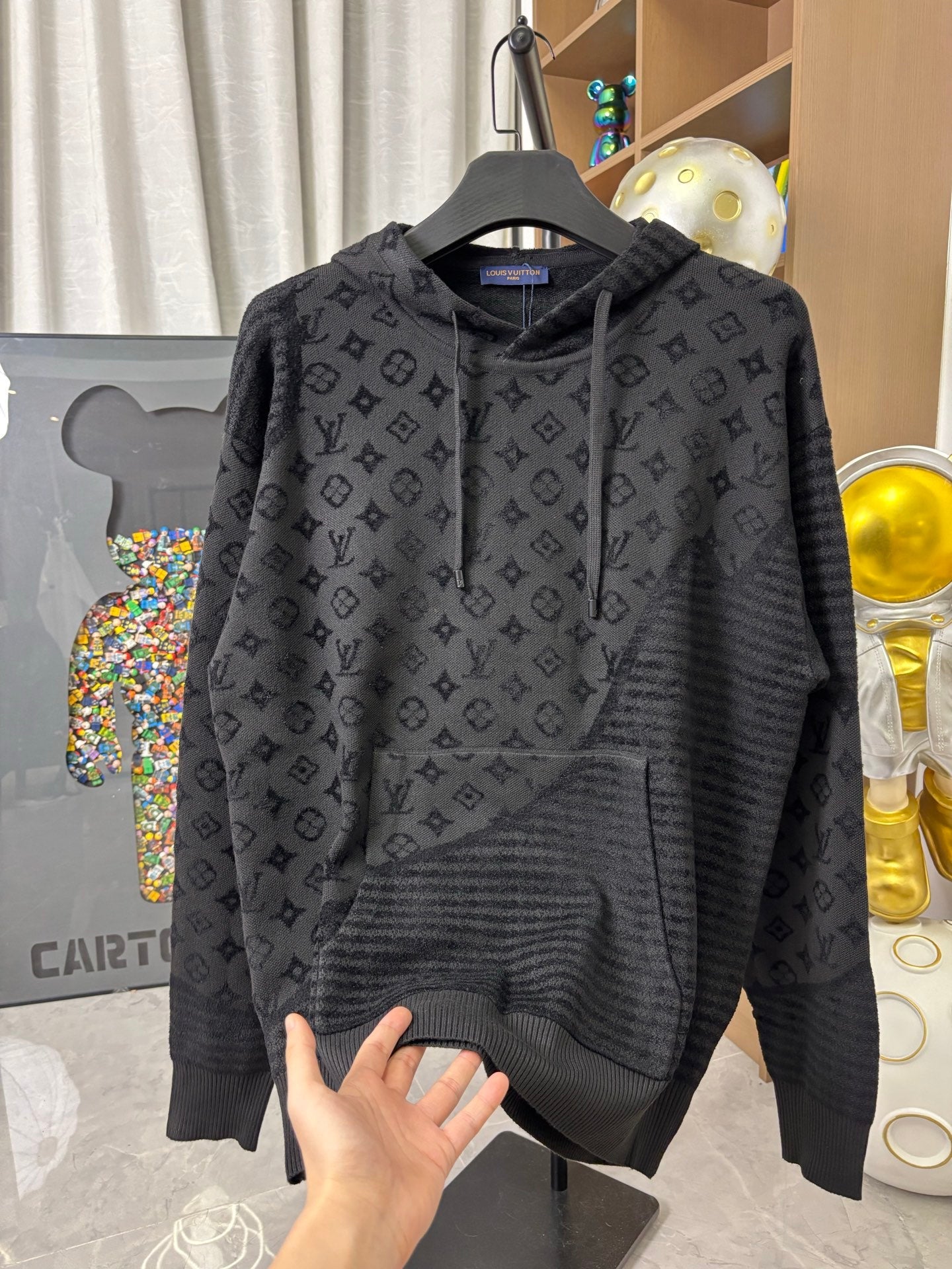 251021 New high-quality heavy-duty jacquard pure wool knitted hoodie
