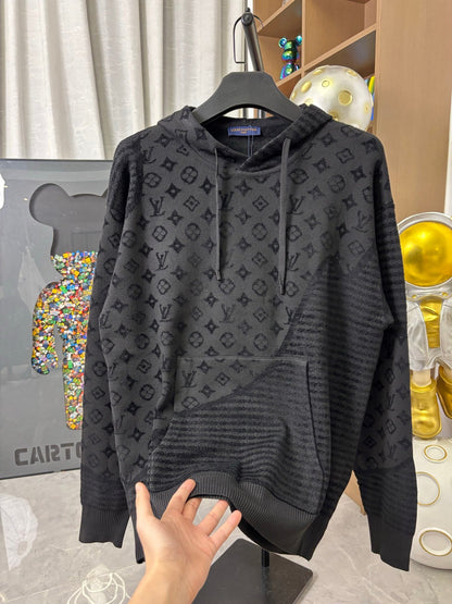 251021 New high-quality heavy-duty jacquard pure wool knitted hoodie