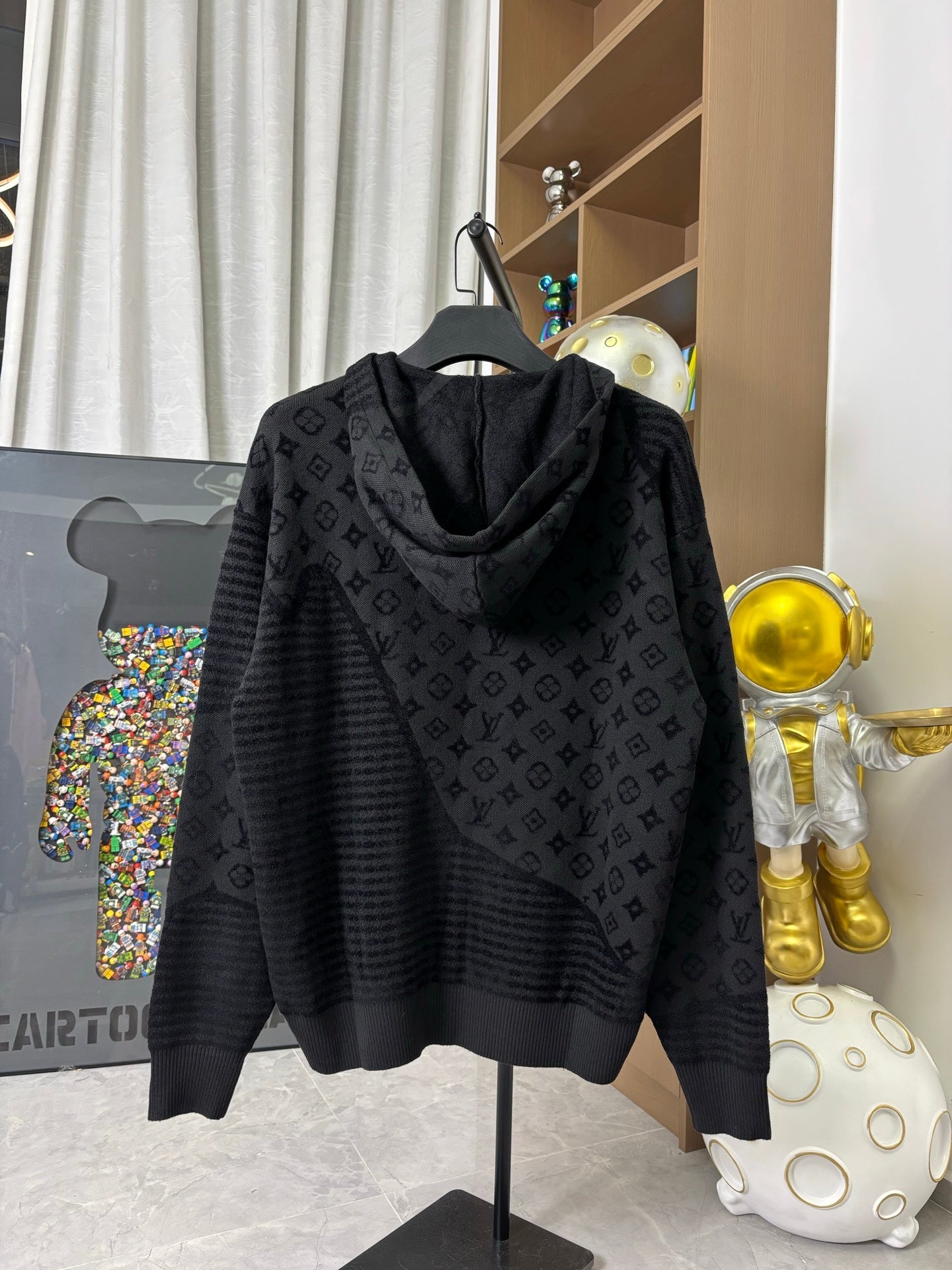 251021 New high-quality heavy-duty jacquard pure wool knitted hoodie