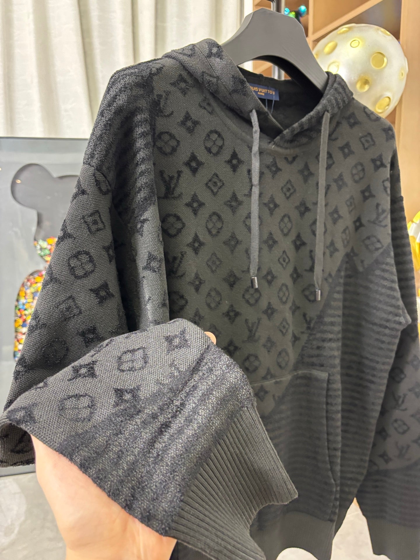251021 New high-quality heavy-duty jacquard pure wool knitted hoodie