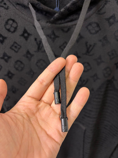 251021 New high-quality heavy-duty jacquard pure wool knitted hoodie