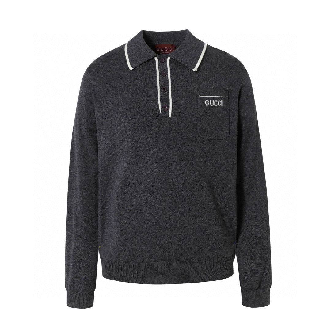 251230 New high-quality letter pocket lapel sweater