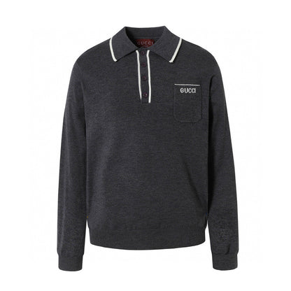 251230 New high-quality letter pocket lapel sweater