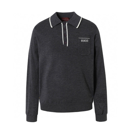 251230 New high-quality letter pocket lapel sweater