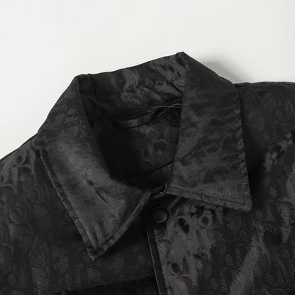 251230 New high-quality dark-patterned jacquard lapel and snap down jacket