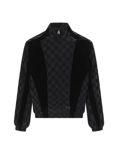251230 New high-quality checkerboard letter velvet jacquard jacket
