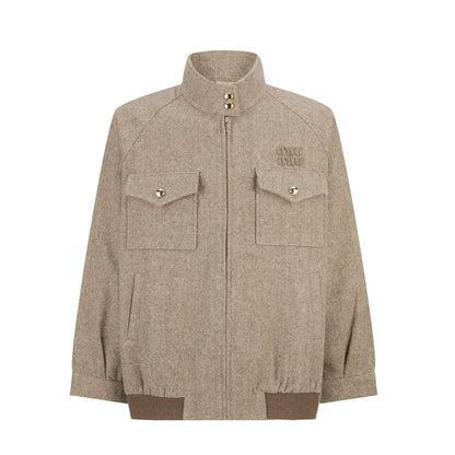 251230 new high-quality woolen herringbone pattern jacket