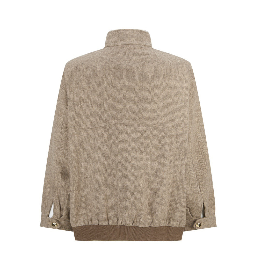 251230 new high-quality woolen herringbone pattern jacket