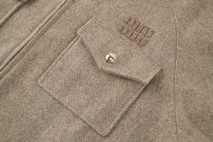 251230 new high-quality woolen herringbone pattern jacket
