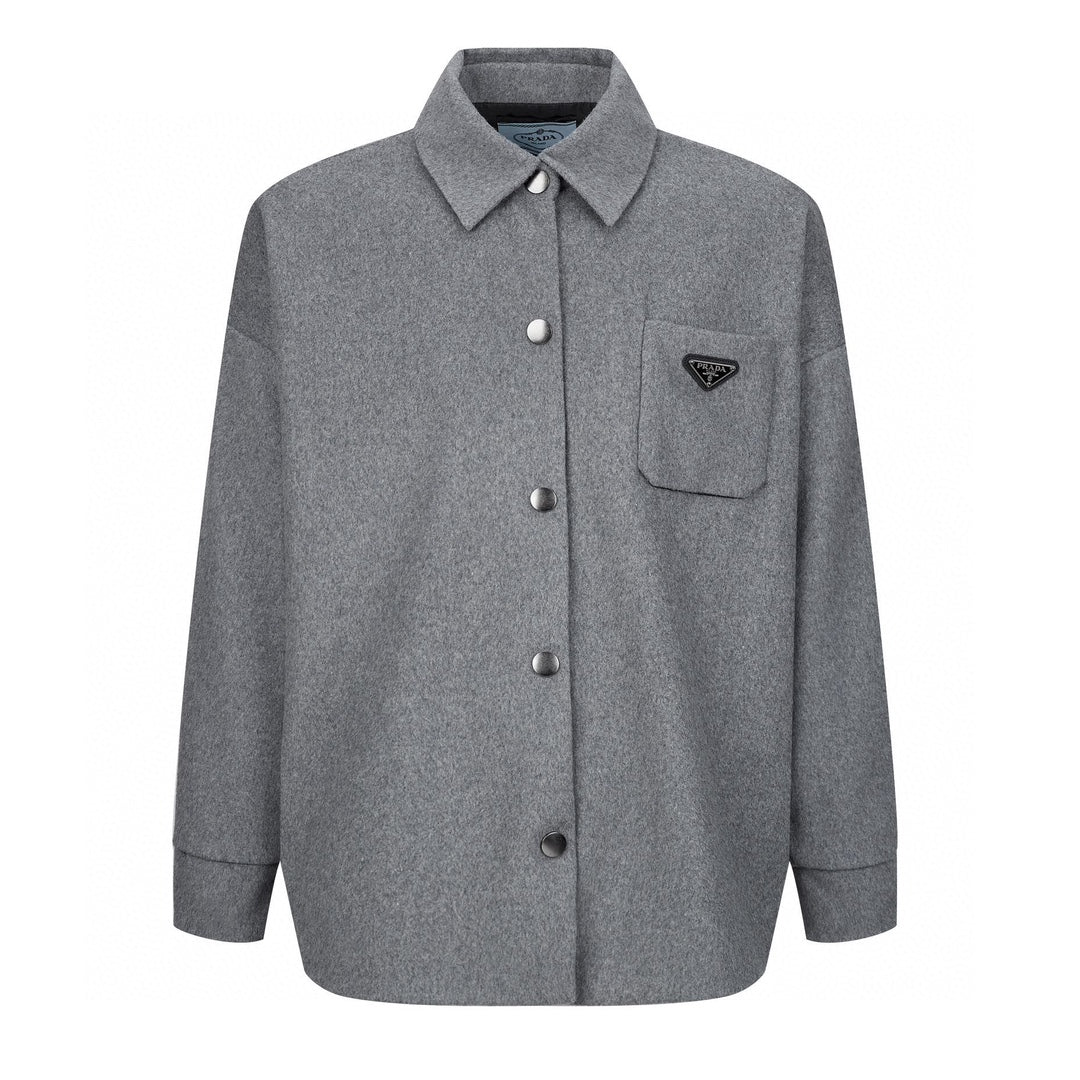 251230 New high-quality solid-color cashmere shirt jacket