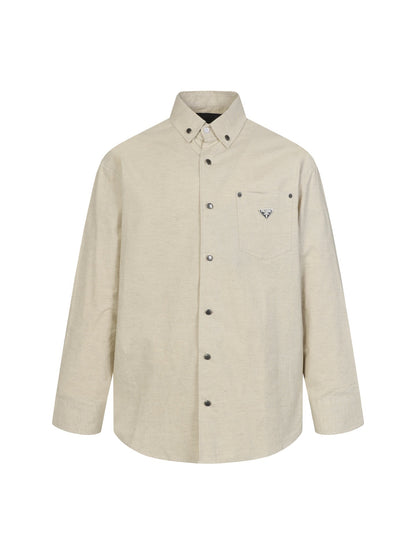 251230 New high-quality solid-color single-row linen long-sleeved shirt jacket