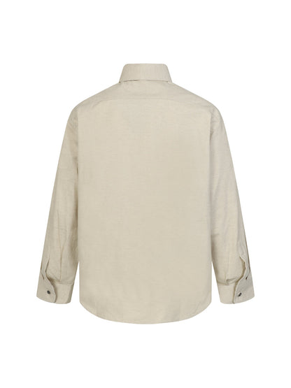 251230 New high-quality solid-color single-row linen long-sleeved shirt jacket