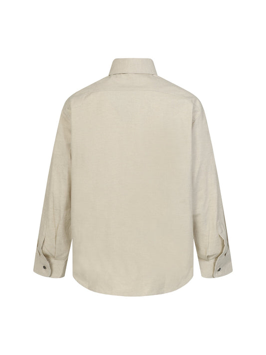 251230 New high-quality solid-color single-row linen long-sleeved shirt jacket