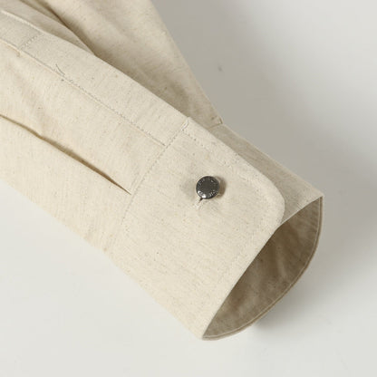 251230 New high-quality solid-color single-row linen long-sleeved shirt jacket
