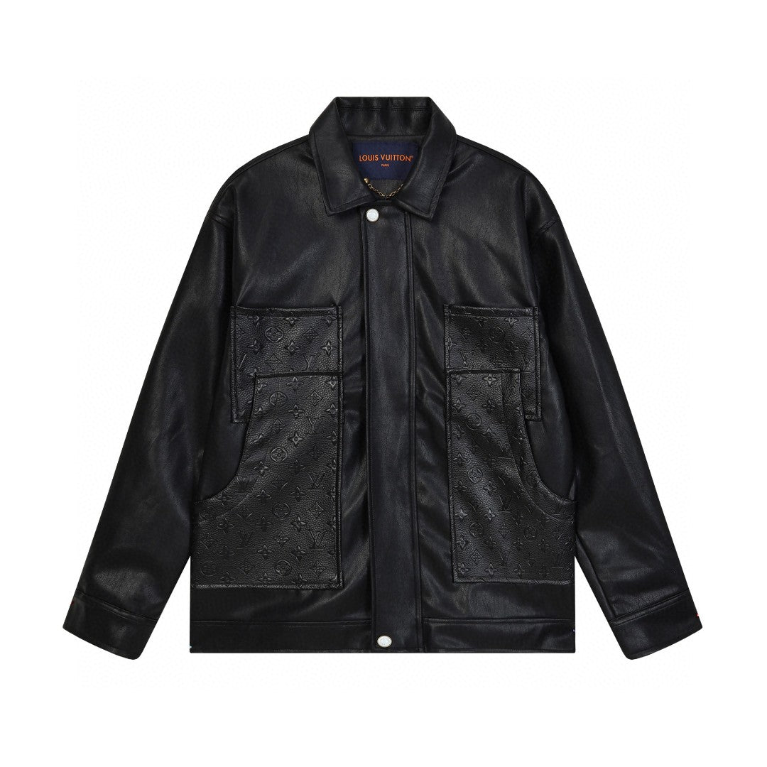251230 New high-quality dark-patterned all-leather baseball jacket