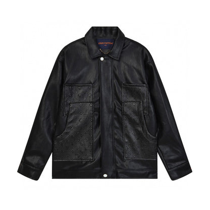 251230 New high-quality dark-patterned all-leather baseball jacket