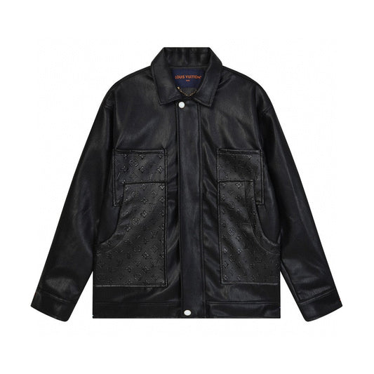 251230 New high-quality dark-patterned all-leather baseball jacket