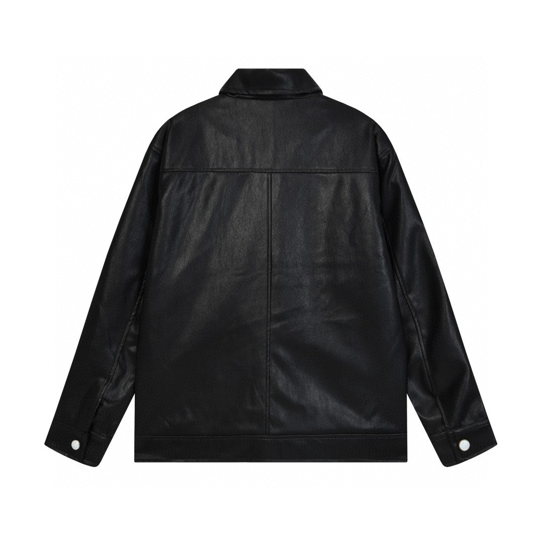 251230 New high-quality dark-patterned all-leather baseball jacket