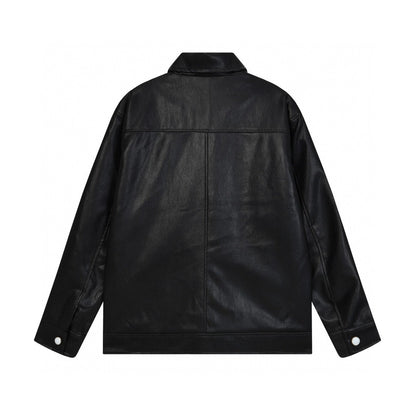 251230 New high-quality dark-patterned all-leather baseball jacket