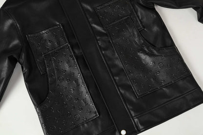 251230 New high-quality dark-patterned all-leather baseball jacket