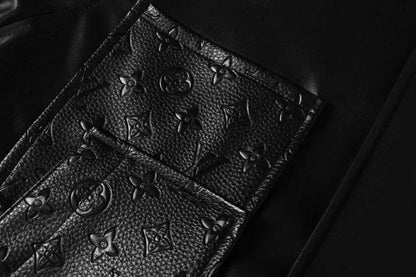 251230 New high-quality dark-patterned all-leather baseball jacket