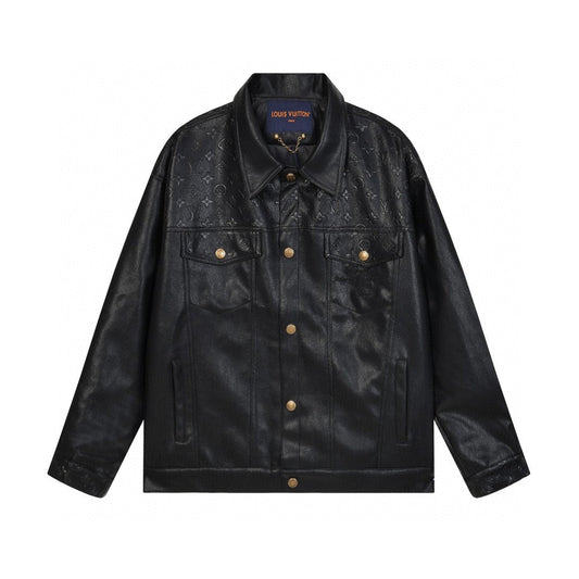 251230 New high-quality dark-patterned all-leather baseball jacket