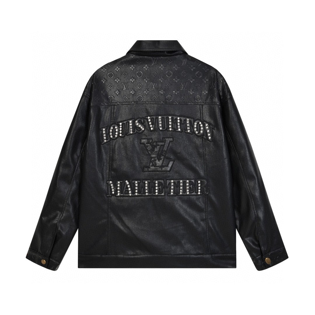 251230 New high-quality dark-patterned all-leather baseball jacket