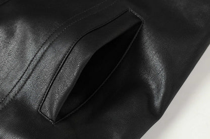 251230 New high-quality dark-patterned all-leather baseball jacket