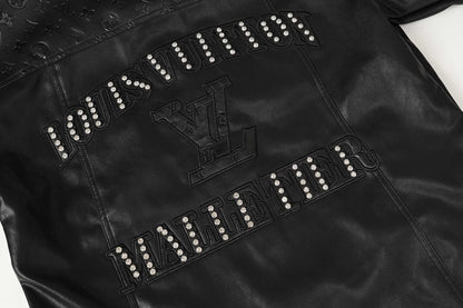 251230 New high-quality dark-patterned all-leather baseball jacket