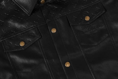251230 New high-quality dark-patterned all-leather baseball jacket