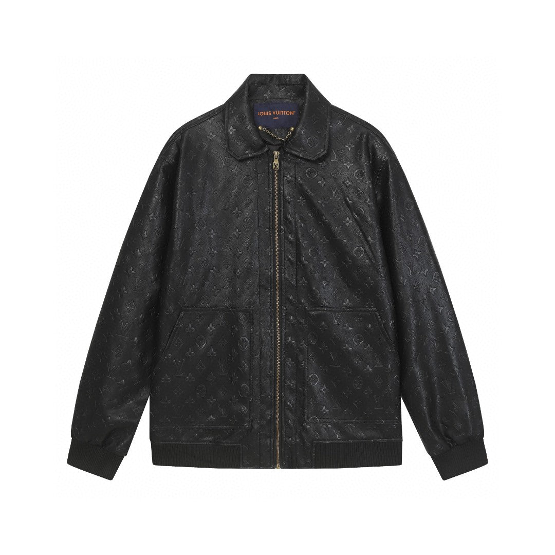 251230 new high-quality dark-patterned full-leather baseball jacket