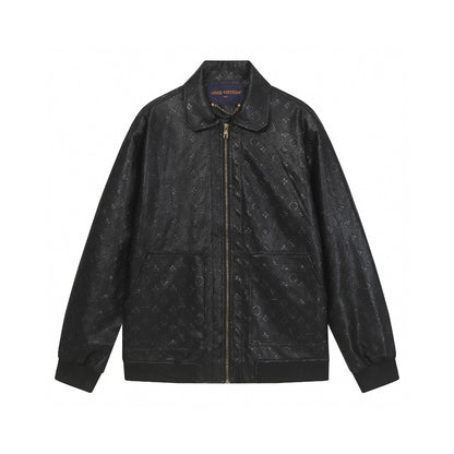 251230 new high-quality dark-patterned full-leather baseball jacket