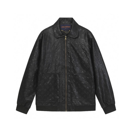 251230 new high-quality dark-patterned full-leather baseball jacket