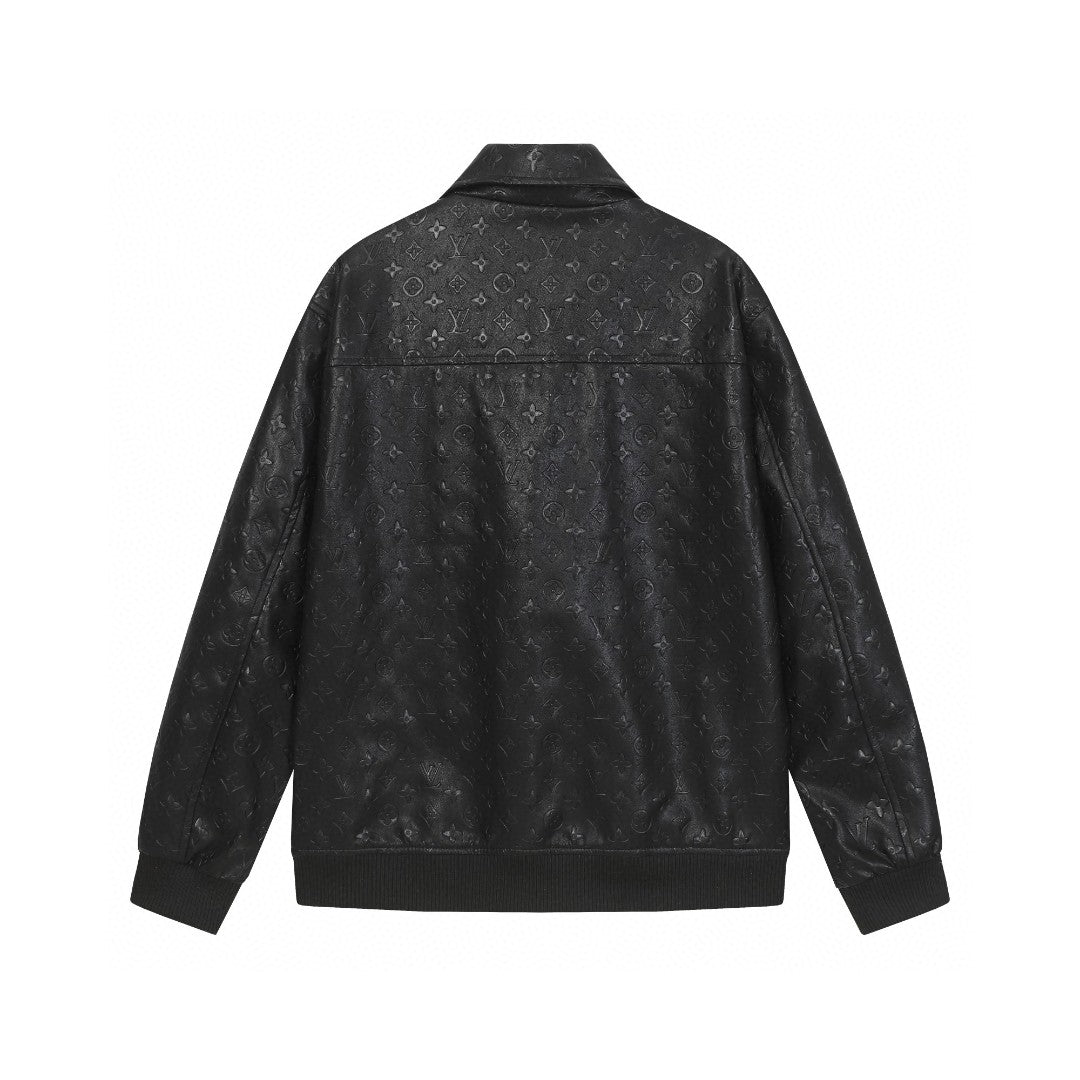 251230 new high-quality dark-patterned full-leather baseball jacket