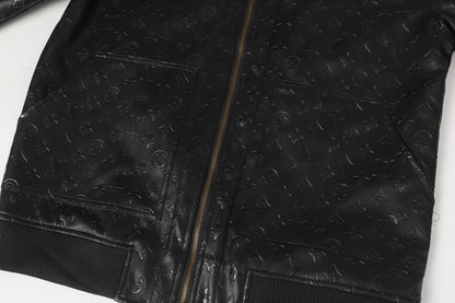 251230 new high-quality dark-patterned full-leather baseball jacket