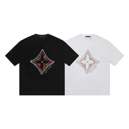 251230 New high-quality beaded embroidery multi-layer design T-shirt