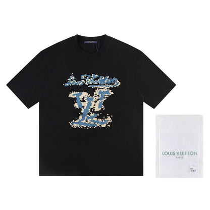 251230 New high-quality, simple and patchwork printed T-shirt