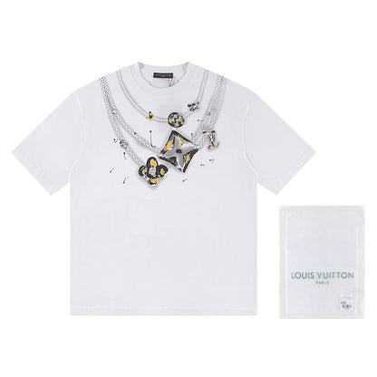251230 New high-quality, simple necklace design printed T-shirt
