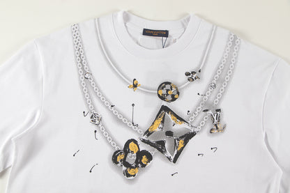 251230 New high-quality, simple necklace design printed T-shirt