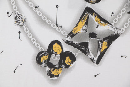 251230 New high-quality, simple necklace design printed T-shirt